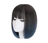 Perruque de rechange pour cheveux longs et courts - Frange d'air - Cheveux humains naturels - Parfait pour les fêtes quotidiennes