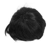 Perruque de remplacement de cheveux pour hommes, perruque complète noire lisse et élégante avec frange pour fêtes, costumes d'halloween, cheveux synthétiques à haute température