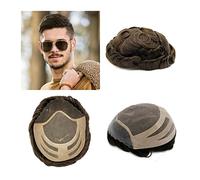 Perruque de remplacement Postiche for hommes Systèmes de remplacement cheveux humains indiens Toupet for Cheveux durables for 8 * 10 pouces Unité Mono Lace PU Base Peau fine for Quotidienne(120%)