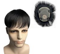 Perruque de remplacement Toupet de cheveux humains naturels avec 4 Clips, perruque for hommes, pièces masculines, calvitie, système remplacement 100%, prothèse Quotidienne(16x22cm)