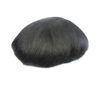 Perruque de remplacement Toupet noir # 1B for hommes, postiche de remplacement 100% vrais cheveux humains européens, dentelle et système PU Quotidienne(7x10)
