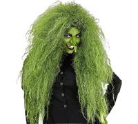 Perruque de sorcière en cheveux synthétiques 26 pouces for perruques de fête de cosplay d'Halloween pour Femme Charmant(Green)