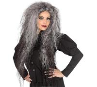 Perruque de sorcière en cheveux synthétiques 26 pouces for perruques de fête de cosplay d'Halloween pour Femme Charmant(Grey)