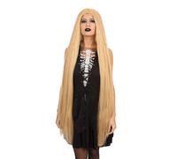 Perruque De Sorcière Longue Droite Blonde 40" Pour Femmes Halloween