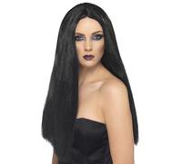 Perruque De Sorcière Pour Femmes Longue Noire Halloween Costume 60cm