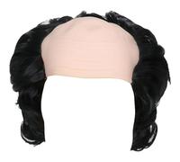 Perruque de tête Halloween noire - Perruque chauve drôle pour hommes âgés - Perruque demi-chauve - Perruque de scientifique folle - Perruque de professeur fou pour femmes et hommes