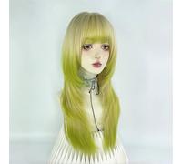 Perruque dégradée coupe loup Y2K de haut niveau, perruque dégradé vert beige avec frange for usage quotidien, fête cosplay