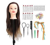 Perruque dégradée gris blond, Kit de tête de mannequin en cheveux synthétiques haute température pour professeurs de beauté et à l'académie de salon
