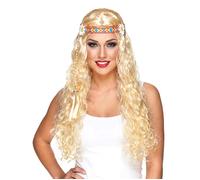 DEGUISE TOI - Perruque longue hippie blonde femme - Perruque - Taille Unique - Blond - Accessoires pour déguisement - Synthétique 100% Polyester 100% Polyester - - Carnaval