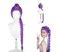 Perruque Déguisement chasseur, Chasseur Cosplay Wig For Kids, Démon Perruque tressée violette, Perruques violette à longue tresse, Perruques de cosplay pour Enfant, pour Halloween Carnival