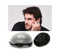 Perruque, Délié Invisible 0.03mm peau Ultra fine prothèses capillaires for hommes toupet système de remplacement de cheveux humains for hommes Postiche(Off Black,8x10)