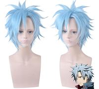 Perruque d'Halloween tendance pour fête de Noël Cos Perruque hétérogène Invasion ID : Invaded Anaido Bleu-Gris