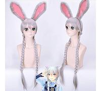 Perruque d'Halloween tendance pour fête de Noël, déguisement Crazy Animal City Rabbit Judy Rabbit Anthropomorphic Police Uniforme Métal Badge Cos Perruque Couleur : Noir Épingle à cheveux Oreilles de