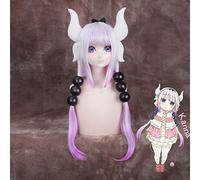 Perruque d'Halloween tendance pour fête de Noël Kobayashi Dragon Maid Girl Shaking Dragon Kang Na Cos Kang Na Kamui dégradé violet Cos perruque Kang Na Couleur : couvre-chef (ensemble complet)