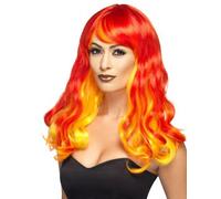 Smiffys Perruque flamme du diable ombre, Rouge Halloween, Carnaval