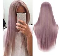 Perruque Dorée Frange Teinte Longue Perruque De Cheveux Raides Femmes Naturel Dégradé Couleur Résistant À La Chaleur Perruque Synthétique Perruques Grises Pour Les Femmes (11)
