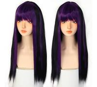 Perruque Dorée Frange Teinte Longue Perruque De Cheveux Raides Femmes Naturel Dégradé De Couleur Résistant À La Chaleur Synthétique Perruque Gris Perruques Pour Femmes (2 24 Pouce)