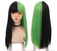 Perruque Dorée Frange Teinte Longue Perruque De Cheveux Raides Femmes Naturel Dégradé De Couleur Résistant À La Chaleur Synthétique Perruque Gris Perruques Pour Femmes (11 24 Pouce)