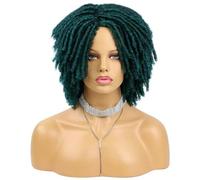 Perruque Dreadlock Bouclée Courte Torsion Synthétique Tressée Perruques Ombre Afro Courte Bouclée Synthétique Perruque Hommes Femmes Mode Roll Twist Perruques-M-Vert-6 pouces-1 PC