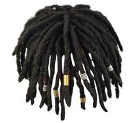 Perruque Dreadlock pour hommes Perruque Dreadlock courte bouclée pour hommes noirs Perruques tressées Costume sportif hip-hop Remplacement Locs pour Performance Chant Accessoires