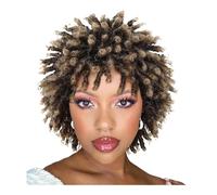 Perruque dreadlocks for femmes noires, cheveux courts afro tressés, perruques synthétiques bouclées sans colle Effet naturel et Volumineux