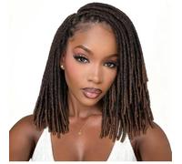 Perruque dreadlocks synthétique - LEVYS - 35 cm - Brun dégradé - Double dentelle - Aspect naturel