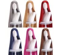 Perruque droite longue de 40 pouces, perruques de costume colorées, perruque synthétique rouge, bleue, violette, blonde, perruque de cosplay d'anime pour Halloween, fête de cosplay Fibre haute tempéra