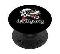 Perruque du 18ème siècle avec Le nom de Loup Wolfgang et Mozart PopSockets PopGrip Adhésif