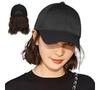 Perruque du chapeau, casquette de baseball avec extensions de cheveux à haute température Chapeau soie naturel Fashion Short Perruques pour tous les jours, la fête et les voyages