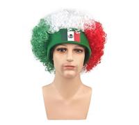 Perruque élastique pour célébration de football - Confortable - Élastique - Drapeau coloré - Avec bandeau - Postiche de football nationaliste