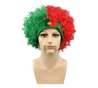 Perruque élastique pour célébration de football - Confortable - Élastique - Drapeau coloré - Avec bandeau - Postiche de football nationaliste