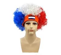 Perruque élastique pour célébration de football - Confortable - Élastique - Drapeau coloré - Avec bandeau - Postiche de football nationaliste