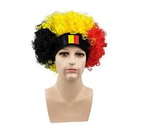 Perruque élastique pour célébration de football - Confortable - Élastique - Drapeau coloré - Avec bandeau - Postiche de football nationaliste