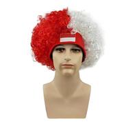 Perruque élastique pour célébration de football - Confortable - Élastique - Drapeau coloré - Avec bandeau - Postiche de football nationaliste