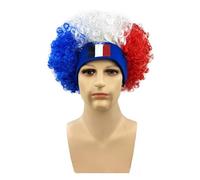 Perruque élastique pour célébration de football - Confortable - Élastique - Drapeau coloré - Avec bandeau - Postiche de football nationaliste