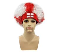 Perruque élastique pour célébration de football - Confortable - Élastique - Drapeau coloré - Avec bandeau - Postiche de football nationaliste