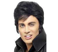 Perruque Elvis Noir Toupet Licence Officielle Hommes Superstar Déguisement