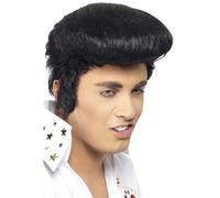 Perruque Elvis Rock Star 50s Célébrité Noir sous Licence Accessoire Déguisement