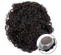 Perruque en cheveux Australie 20 mm bouclés hommes postiche durable prothèse de cheveux masculins dentelle française et 1 "revêtement poly transparent autour des systèmes de cheveux humains naturels t