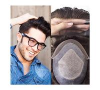 Perruque en cheveux Dentelle et PU Base de peau Toupet for hommes 8 × 10 "Prothèse de cheveux masculins Perruque for hommes Diamant Lace Top Ligne de cheveux naturelle Unité de système de cheveux huma