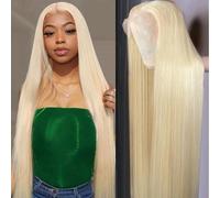 Perruque en cheveux humains 613 - 13 x 4 cm - Blond avec dentelle frontale - Densité de 150 % - Avec grands-parents