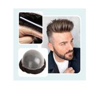 Perruque en cheveux Toupet à peau fine de 0,04 mm for hommes, système de cheveux humains véritables for hommes, système de remplacement de cheveux à base de PU à double nœud à ligne de cheveux naturel