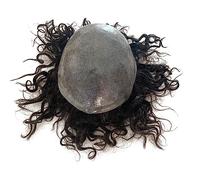 Perruque en cheveux Toupet bouclé de 24 mm for hommes Base complète en PU durable Hommes Toupet Cheveux humains Hommes Prothèse capillaire Système de remplacement de cheveux respirant Postiches for ho