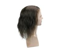 Perruque en cheveux Toupet de cheveux humains droits for hommes, perruques Mono Lace, postiche remplacement en PU 12 pouces Perruque pour Homme(4#)