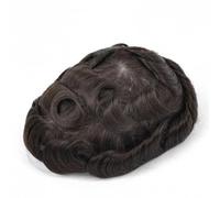 Perruque en cheveux Toupet for hommes postiches for hommes système de remplacement de cheveux humains haut mono fin et toupet de périmètre en PU for hommes densité moyenne 6" prothèse de cheveux mascu