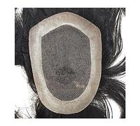 Perruque en cheveux Toupet for hommes, unités de système de cheveux humains, dentelle suisse et NPU autour des postiches for hommes, vague de 30 mm, prothèse de cheveux masculins durables (1B # noir n