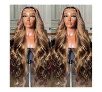 Perruque en dentelle haut de gamme Perruques Lace Front Wig ombrées à reflets magnifiques, 13x4 et 13x6, for femmes, cheveux humains ondulés Naturel Doux(13x6 Density 150%,26inches)