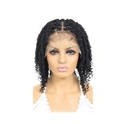 Perruque en dentelle intégrale de 30 cm, perruque tressée sans nœuds avec raie à ressort for femmes noires Postiche Cheveux Femme(Black)