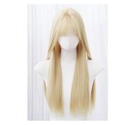 Perruque en Dentelle Perruque à frange naturelle à tête complète, cheveux longs et raides, perruque de tempérament adaptée à un usage quotidien Perruques Pour Femmes