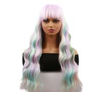 Perruque en Dentelle Perruque colorée cheveux longs bouclés tête complète perruque synthétique grande vague adaptée aux voyages quotidiens et aux jeux de rôle Perruques Pour Femmes